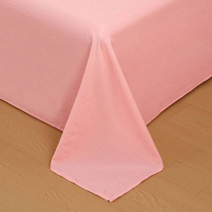 91家纺网 家纺一手货源 找家纺 一诺家居 2025新款A类云感棉双层纱纯色床单针织棉母婴级裸睡木棉床单三件套 量大可优惠 优雅粉