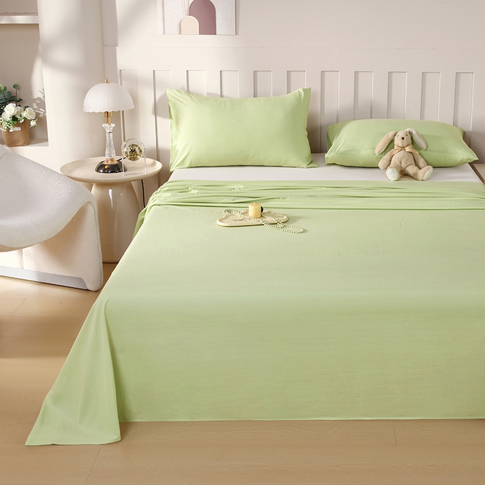 91家纺网 家纺一手货源 找家纺 （总）一诺家居 2025新款A类云感棉双层纱纯色床单针织棉母婴级裸睡木棉床单三件套 量大可优惠