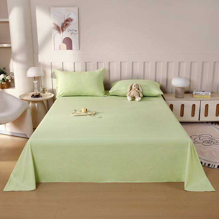 91家纺网 家纺一手货源 找家纺 （总）一诺家居 2025新款A类云感棉双层纱纯色床单针织棉母婴级裸睡木棉床单三件套 量大可优惠