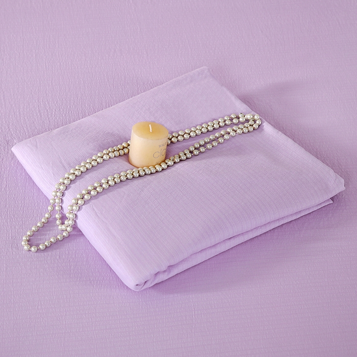 91家纺网 家纺一手货源 找家纺 一诺家居 2025新款A类云感棉双层纱纯色床单针织棉母婴级裸睡木棉床单三件套 量大可优惠 熏衣紫