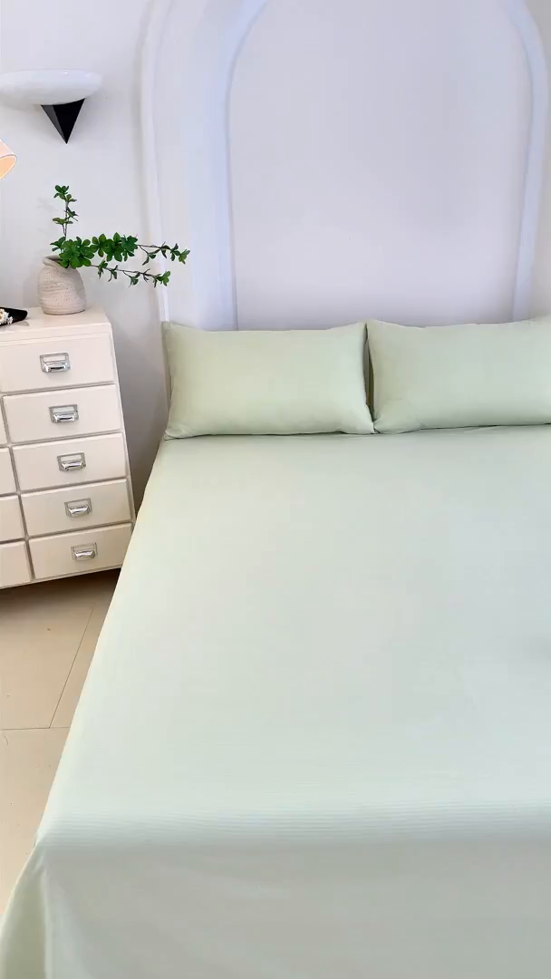 91家纺网 家纺一手货源 找家纺 （总）一诺家居 2025新款A类云感棉双层纱纯色床单针织棉母婴级裸睡木棉床单三件套 量大可优惠