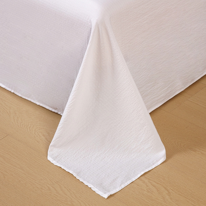 91家纺网 家纺一手货源 找家纺 一诺家居 2025新款A类云感棉双层纱纯色床单针织棉母婴级裸睡木棉床单三件套 量大可优惠 珍珠白