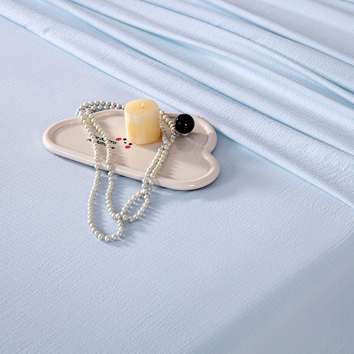 91家纺网 家纺一手货源 找家纺 一诺家居 2025新款A类云感棉双层纱纯色床单针织棉母婴级裸睡木棉床单三件套 量大可优惠 月光蓝