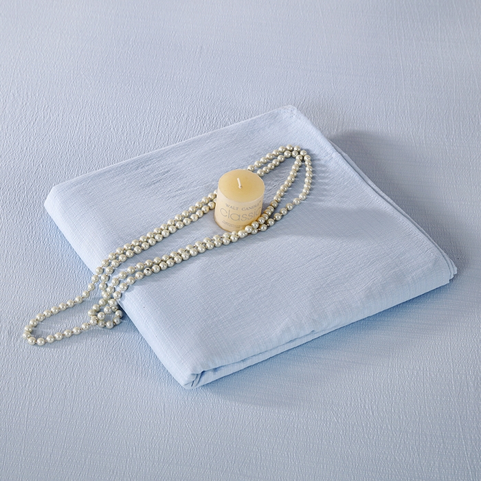 91家纺网 家纺一手货源 找家纺 一诺家居 2025新款A类云感棉双层纱纯色床单针织棉母婴级裸睡木棉床单三件套 量大可优惠 月光蓝