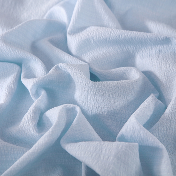 91家纺网 家纺一手货源 找家纺 一诺家居 2025新款A类云感棉双层纱纯色床单针织棉母婴级裸睡木棉床单三件套 量大可优惠 月光蓝