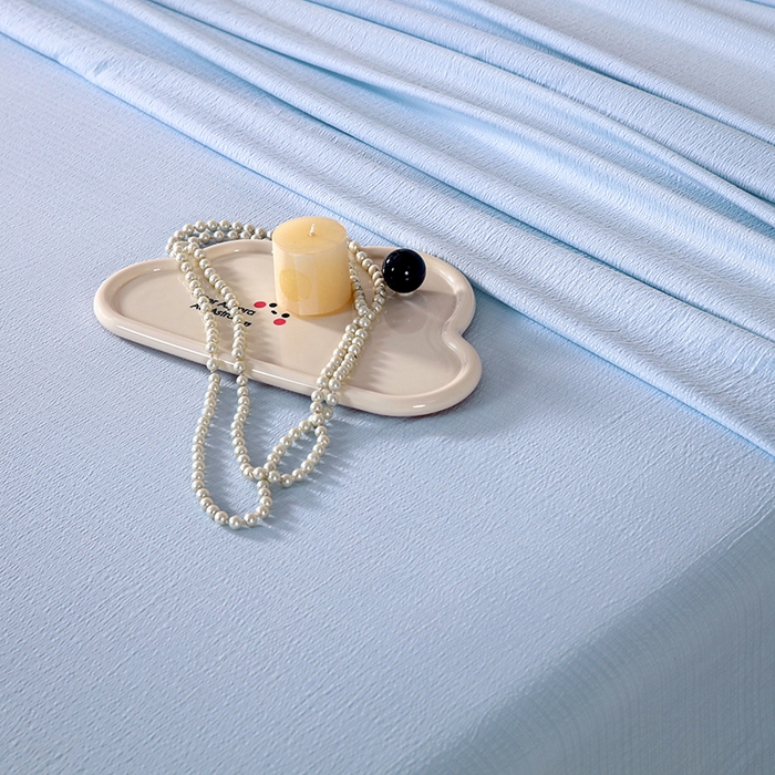 91家纺网 家纺一手货源 找家纺 一诺家居 2025新款A类云感棉双层纱纯色床单针织棉母婴级裸睡木棉床单三件套 量大可优惠 天空蓝