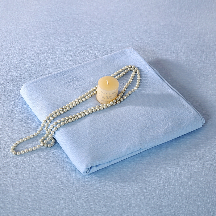 91家纺网 家纺一手货源 找家纺 一诺家居 2025新款A类云感棉双层纱纯色床单针织棉母婴级裸睡木棉床单三件套 量大可优惠 天空蓝