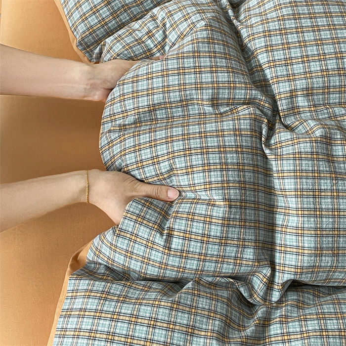 91家纺网 家纺一手货源 找家纺 曲之慕 2025新款亲肤舒适全棉纯棉色织水洗棉四件套 浮生翩翩-兰