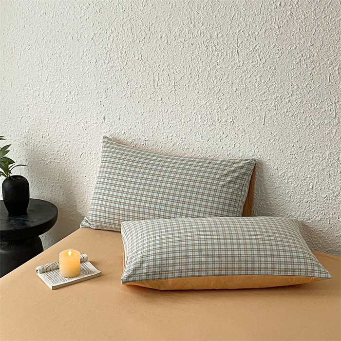 91家纺网 家纺一手货源 找家纺 曲之慕 2025新款亲肤舒适全棉纯棉色织水洗棉四件套 浮生翩翩-兰