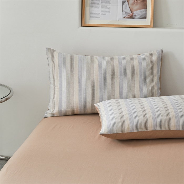 91家纺网 家纺一手货源 找家纺 曲之慕 2025新款亲肤舒适全棉纯棉色织水洗棉四件套 凯西亚-兰