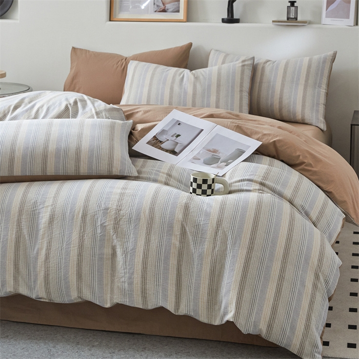 91家纺网 家纺一手货源 找家纺 曲之慕 2025新款亲肤舒适全棉纯棉色织水洗棉四件套 凯西亚-兰