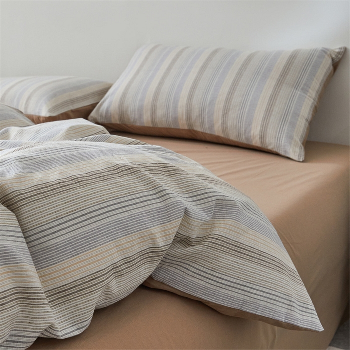 91家纺网 家纺一手货源 找家纺 曲之慕 2025新款亲肤舒适全棉纯棉色织水洗棉四件套 凯西亚-兰