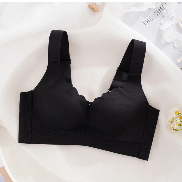 蚕云阁蚕丝家居 2025新款无钢圈聚拢文胸 黑色
