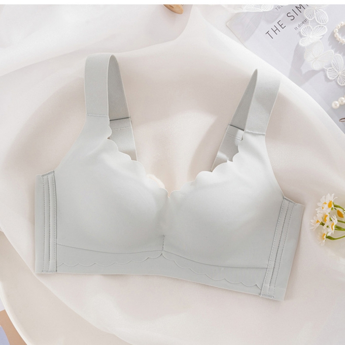 蚕云阁蚕丝家居 2025新款无钢圈聚拢文胸 浅兰色