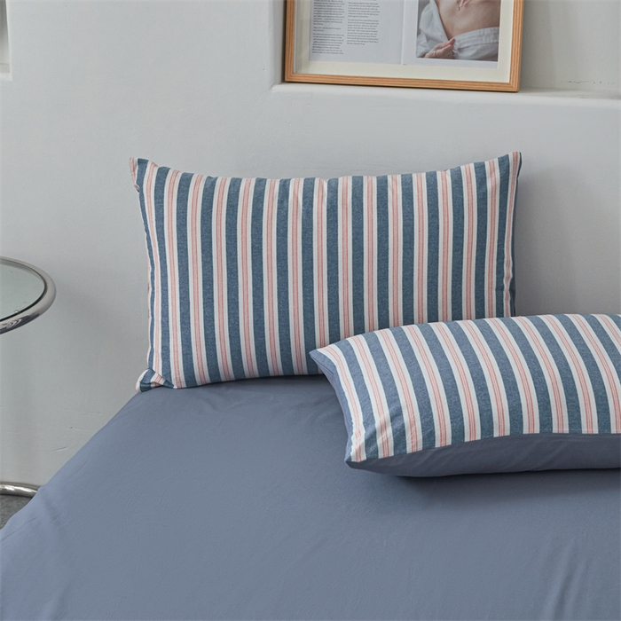 91家纺网 家纺一手货源 找家纺 曲之慕 2025新款亲肤舒适全棉纯棉色织水洗棉四件套 科瑞-藏青