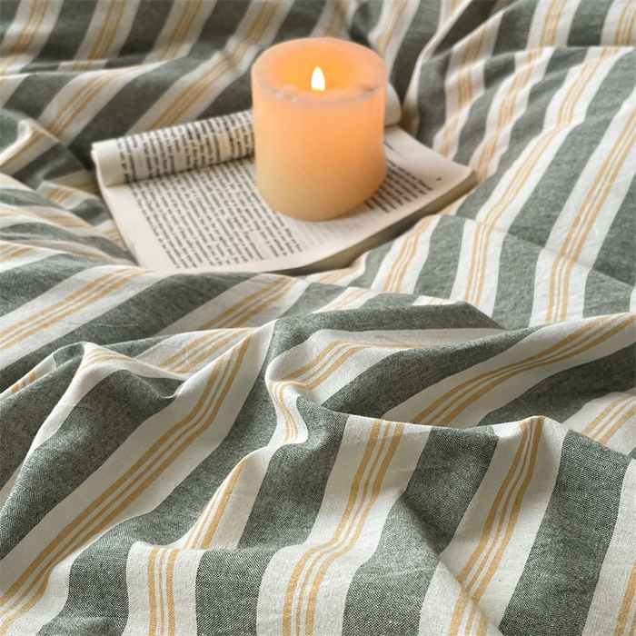 91家纺网 家纺一手货源 找家纺 曲之慕 2025新款亲肤舒适全棉纯棉色织水洗棉四件套 科瑞-绿