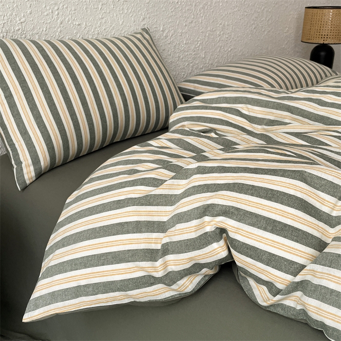 91家纺网 家纺一手货源 找家纺 曲之慕 2025新款亲肤舒适全棉纯棉色织水洗棉四件套 科瑞-绿