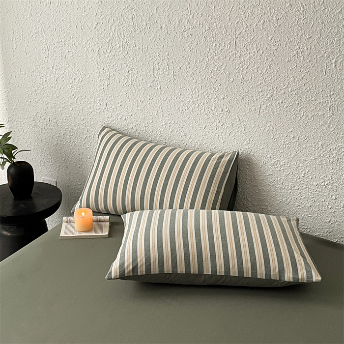 91家纺网 家纺一手货源 找家纺 曲之慕 2025新款亲肤舒适全棉纯棉色织水洗棉四件套 科瑞-绿