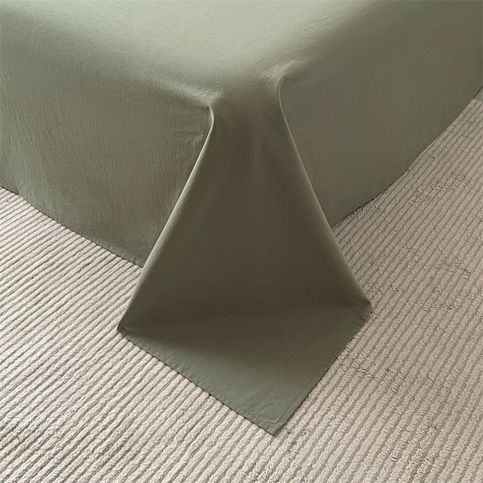 91家纺网 家纺一手货源 找家纺 曲之慕 2025新款亲肤舒适全棉纯棉色织水洗棉四件套 科瑞-绿