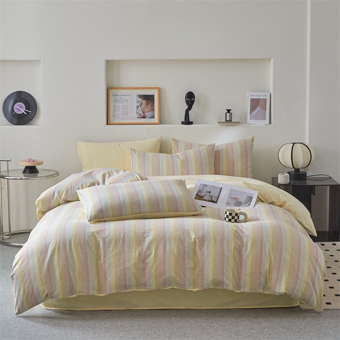 曲之慕 2025新款亲肤舒适全棉纯棉色织水洗棉四件套 克鲁奇-绿