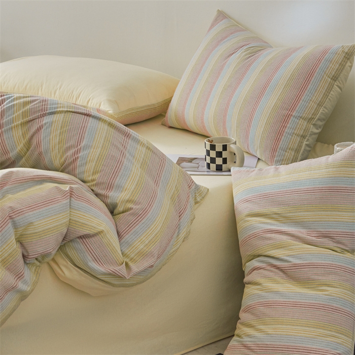 91家纺网 家纺一手货源 找家纺 曲之慕 2025新款亲肤舒适全棉纯棉色织水洗棉四件套 克鲁奇-绿