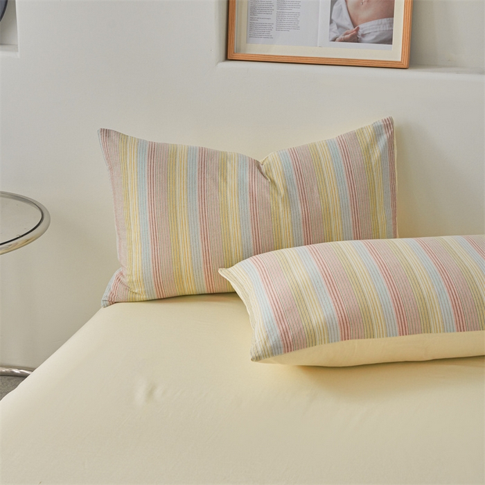 91家纺网 家纺一手货源 找家纺 曲之慕 2025新款亲肤舒适全棉纯棉色织水洗棉四件套 克鲁奇-绿