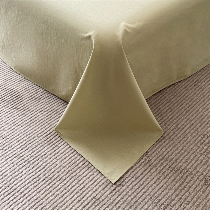 91家纺网 家纺一手货源 找家纺 曲之慕 2025新款亲肤舒适全棉纯棉色织水洗棉四件套 梦雨-绿