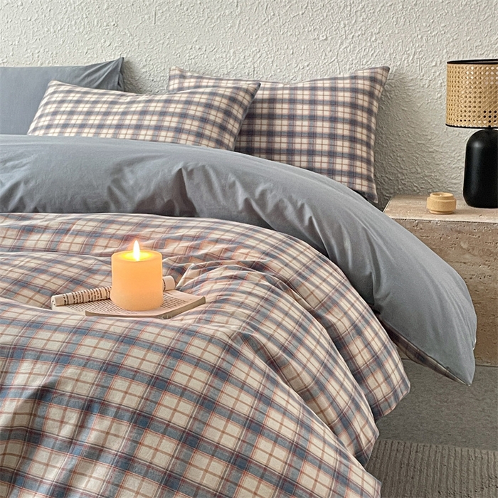 91家纺网 家纺一手货源 找家纺 曲之慕 2025新款亲肤舒适全棉纯棉色织水洗棉四件套 梦语-兰