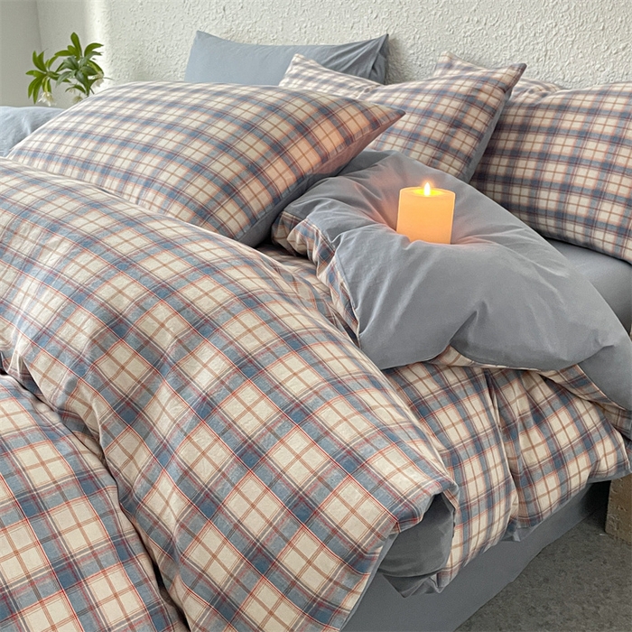 91家纺网 家纺一手货源 找家纺 曲之慕 2025新款亲肤舒适全棉纯棉色织水洗棉四件套 梦语-兰