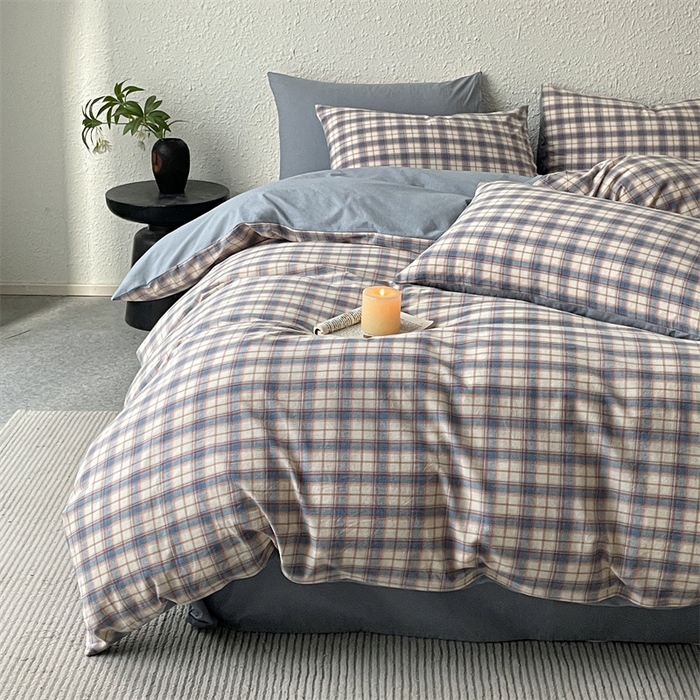 91家纺网 家纺一手货源 找家纺 曲之慕 2025新款亲肤舒适全棉纯棉色织水洗棉四件套 梦语-兰