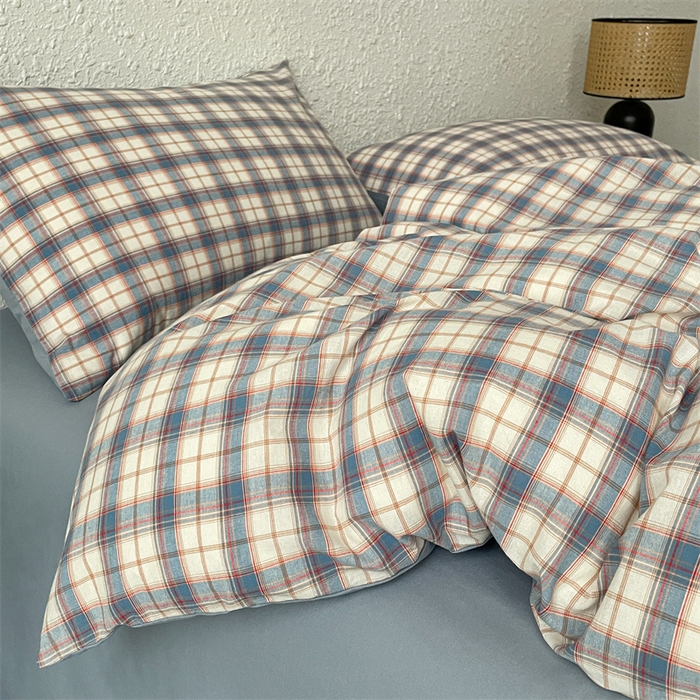 91家纺网 家纺一手货源 找家纺 曲之慕 2025新款亲肤舒适全棉纯棉色织水洗棉四件套 梦语-兰