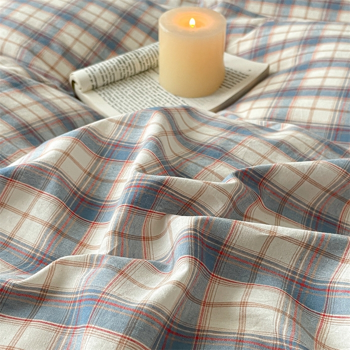 91家纺网 家纺一手货源 找家纺 曲之慕 2025新款亲肤舒适全棉纯棉色织水洗棉四件套 梦语-兰