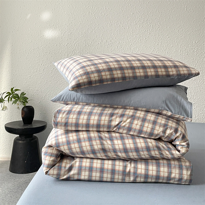 91家纺网 家纺一手货源 找家纺 曲之慕 2025新款亲肤舒适全棉纯棉色织水洗棉四件套 梦语-兰