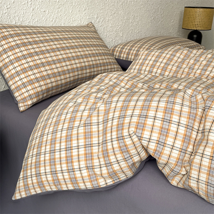 91家纺网 家纺一手货源 找家纺 曲之慕 2025新款亲肤舒适全棉纯棉色织水洗棉四件套 棉芷-兰