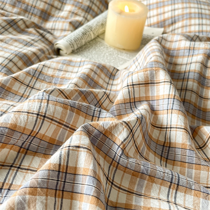 91家纺网 家纺一手货源 找家纺 曲之慕 2025新款亲肤舒适全棉纯棉色织水洗棉四件套 棉芷-兰