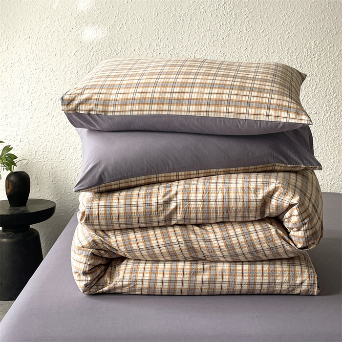 91家纺网 家纺一手货源 找家纺 曲之慕 2025新款亲肤舒适全棉纯棉色织水洗棉四件套 棉芷-兰