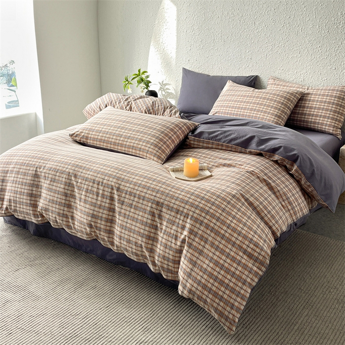 91家纺网 家纺一手货源 找家纺 曲之慕 2025新款亲肤舒适全棉纯棉色织水洗棉四件套 棉芷-兰