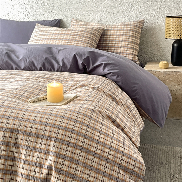 91家纺网 家纺一手货源 找家纺 曲之慕 2025新款亲肤舒适全棉纯棉色织水洗棉四件套 棉芷-兰