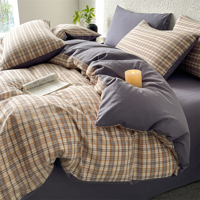 91家纺网 家纺一手货源 找家纺 曲之慕 2025新款亲肤舒适全棉纯棉色织水洗棉四件套 棉芷-兰