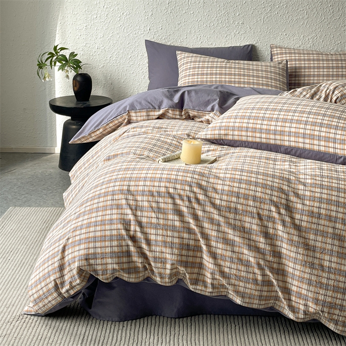 91家纺网 家纺一手货源 找家纺 曲之慕 2025新款亲肤舒适全棉纯棉色织水洗棉四件套 棉芷-兰