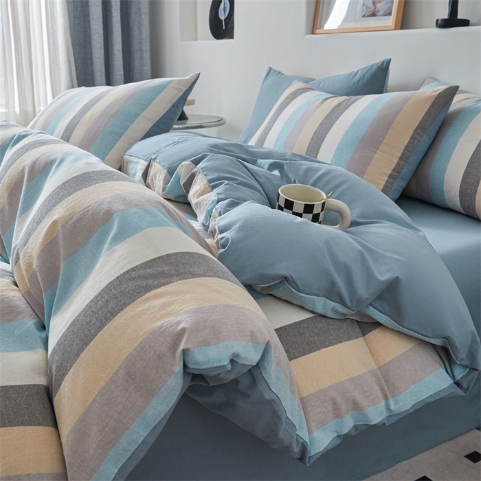 91家纺网 家纺一手货源 找家纺 曲之慕 2025新款亲肤舒适全棉纯棉色织水洗棉四件套 如梦令