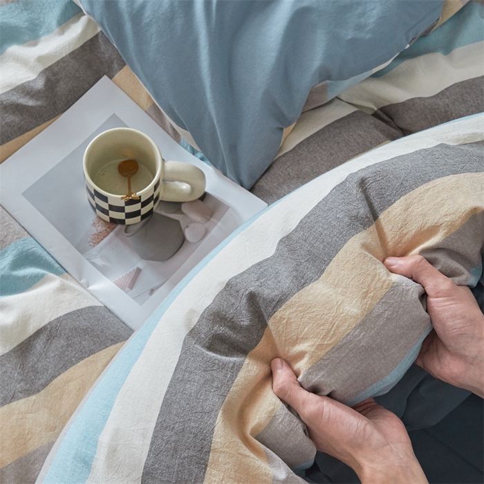 91家纺网 家纺一手货源 找家纺 曲之慕 2025新款亲肤舒适全棉纯棉色织水洗棉四件套 如梦令