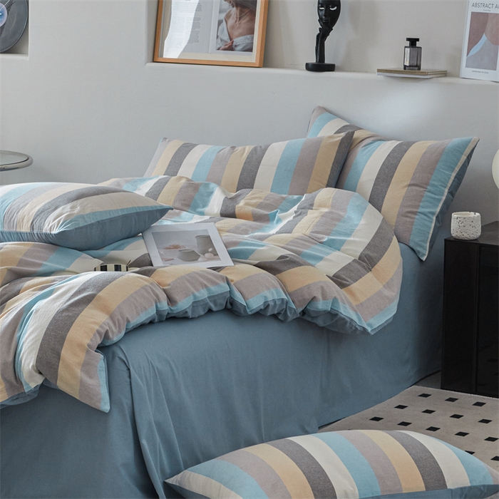 91家纺网 家纺一手货源 找家纺 曲之慕 2025新款亲肤舒适全棉纯棉色织水洗棉四件套 如梦令