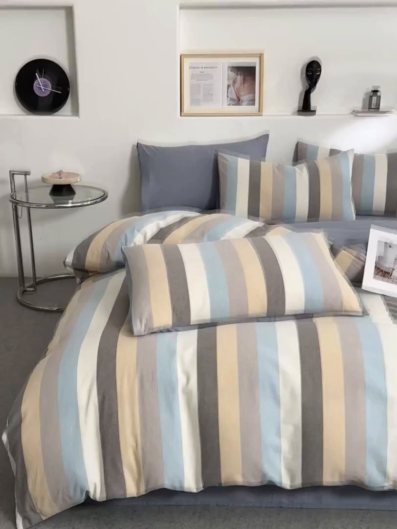 91家纺网 家纺一手货源 找家纺 曲之慕 2025新款亲肤舒适全棉纯棉色织水洗棉四件套 如梦令