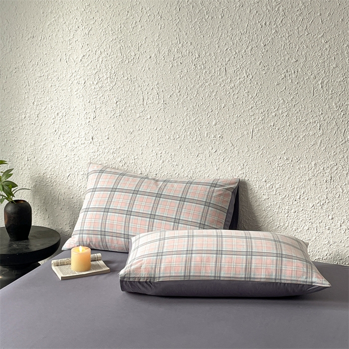 91家纺网 家纺一手货源 找家纺 曲之慕 2025新款亲肤舒适全棉纯棉色织水洗棉四件套 夕颜-粉