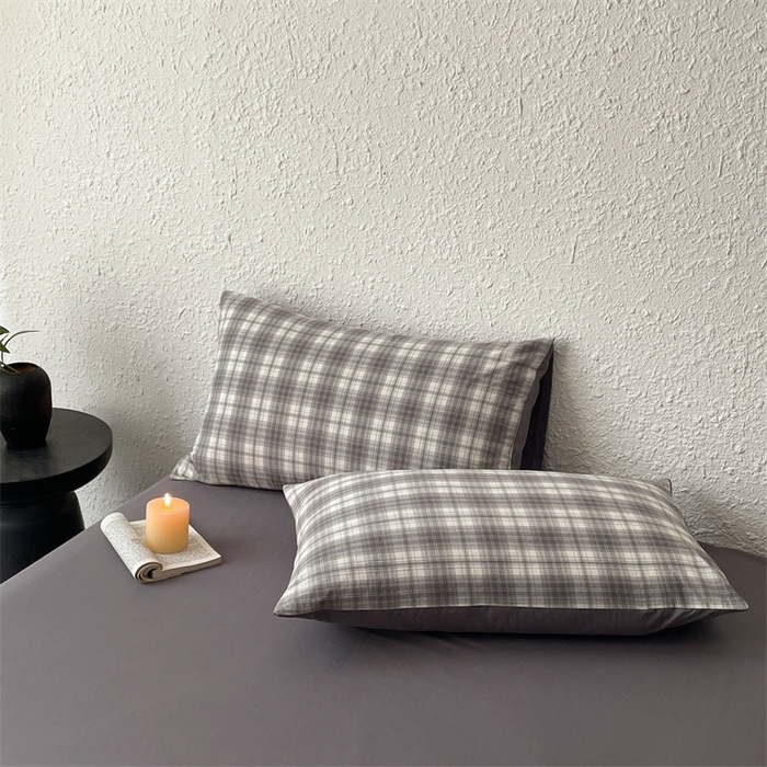 91家纺网 家纺一手货源 找家纺 曲之慕 2025新款亲肤舒适全棉纯棉色织水洗棉四件套 轩尼诗-灰