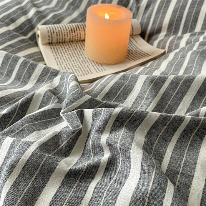 91家纺网 家纺一手货源 找家纺 曲之慕 2025新款亲肤舒适全棉纯棉色织水洗棉四件套 雅诗-灰