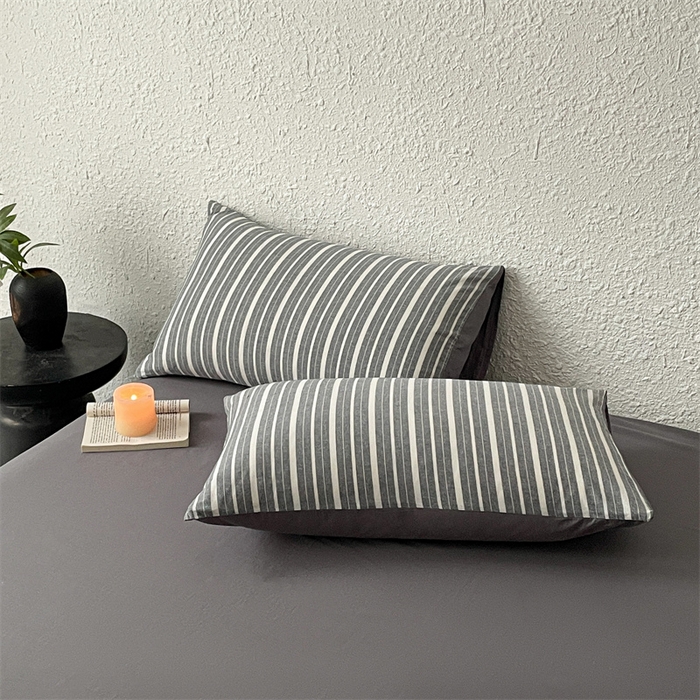 91家纺网 家纺一手货源 找家纺 曲之慕 2025新款亲肤舒适全棉纯棉色织水洗棉四件套 雅诗-灰