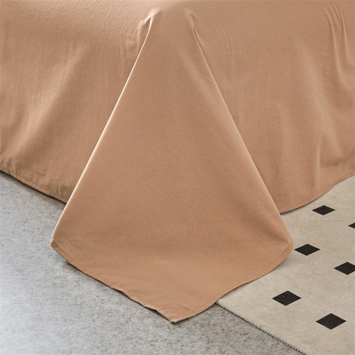 91家纺网 家纺一手货源 找家纺 曲之慕 2025新款亲肤舒适全棉纯棉色织水洗棉四件套 雅诗-咖