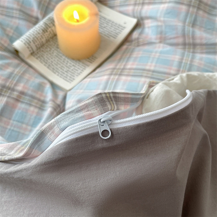 91家纺网 家纺一手货源 找家纺 曲之慕 2025新款亲肤舒适全棉纯棉色织水洗棉四件套 夕颜-兰